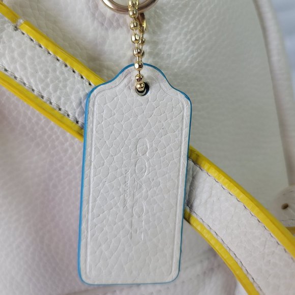 Coach Mini Turnlock Backpack White Leather With Colorblock Edge - Picture 9 of 13